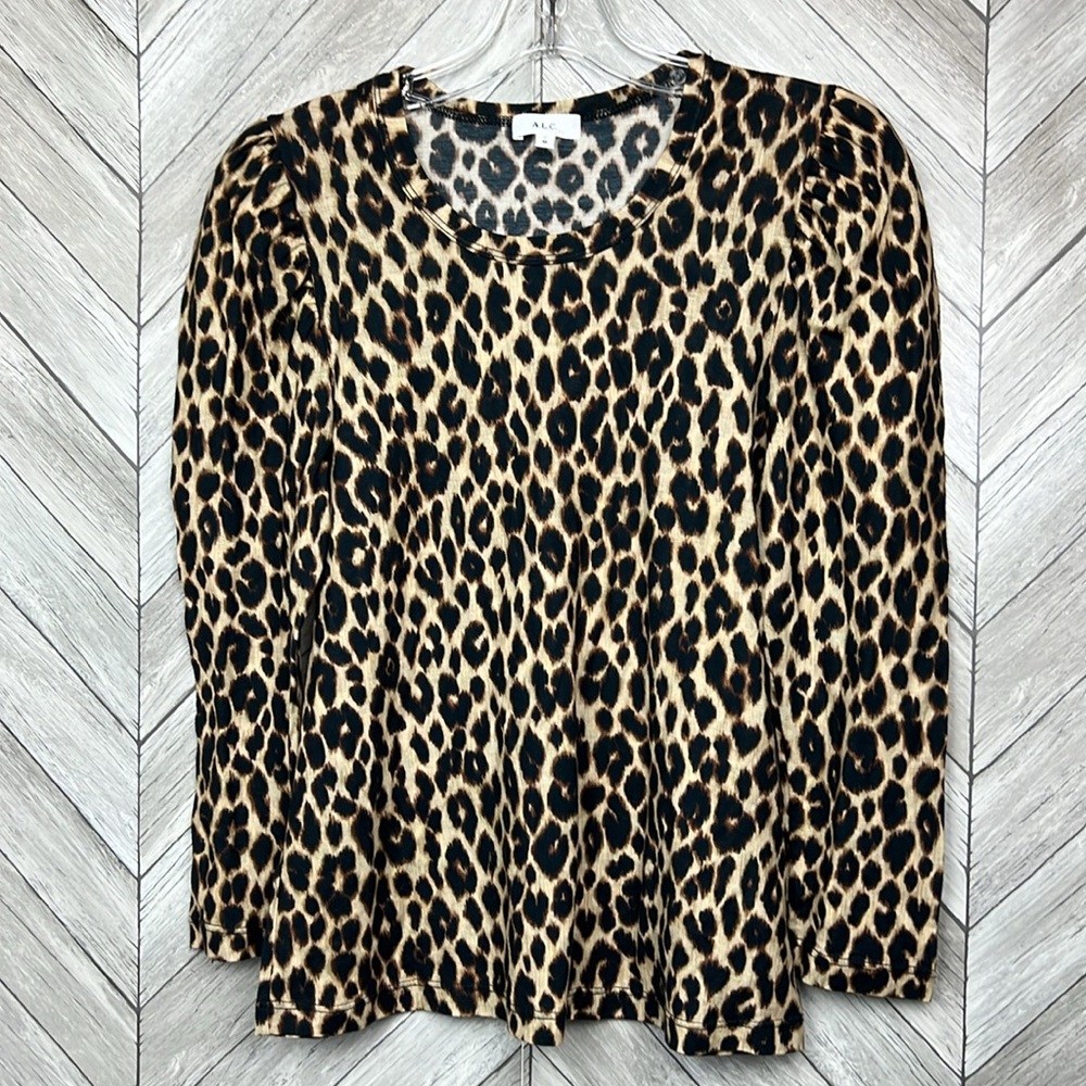A.L.C. Karlie Leopard Print Long Sleeve Top Size M - image 3